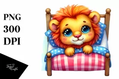 Colorful Smiling Baby Lion in Bed | Sublimation Clipart Product Image 3