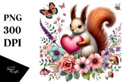 Cute Boho Squirrel Artwork, PNG Product Image 1