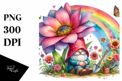 Gnome House with Striking Rainbow and Flower | Clipart Product Image 1