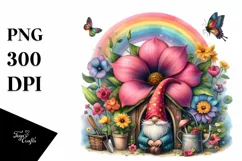 Gnome House with Striking Rainbow and Flower | Clipart Product Image 1