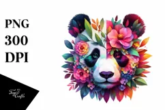 Vibrant Panda with Flowers PNG Product Image 3