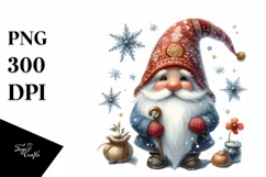 Detailed Winter Gnome Watercolor PNG Product Image 3