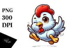 Jumping Chicken with Winking Eye PNG Product Image 1