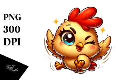 Jumping Chicken with Winking Eye PNG Product Image 1