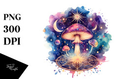 Vibrant Celestial Mushroom, PNG Product Image 1