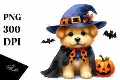 Vibrant Baby Dog Halloween Scene | Clipart Product Image 3