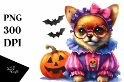Vibrant Baby Dog Halloween Scene | Clipart Product Image 3