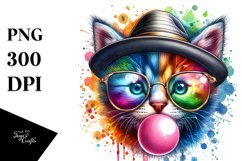 Quirky and Colorful Kitten Portrait | Clipart Product Image 1