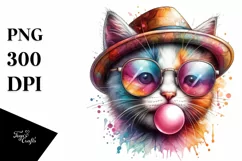 Quirky Kitten Portrait Chewing Gum Clipart Product Image 3