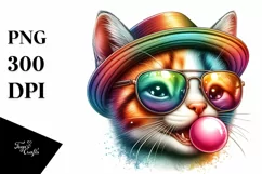 Quirky Kitten Portrait Chewing Gum Clipart Product Image 3