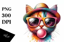 Quirky and Colorful Kitten Portrait | Clipart Product Image 3