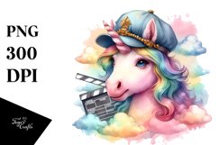 Colorful Baby Unicorn with Director Cap PNG Product Image 3