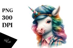 Colorful Baby Unicorn with Director Cap PNG Product Image 1