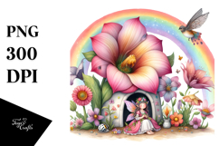 Illustration Fairy House Rainbow Bird Butterfly | Clipart Product Image 1