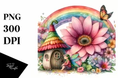 Illustration Fairy House Rainbow Bird Butterfly | Clipart Product Image 3