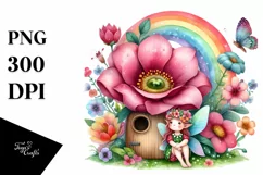 Illustration Fairy House Rainbow Bird Butterfly | Clipart Product Image 3