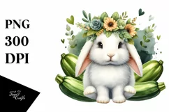 Funny Cute Baby Rabbit and Zucchini | Sublimation | Clipart Product Image 1