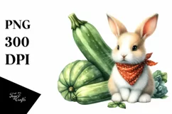 Funny Cute Baby Rabbit and Zucchini | Sublimation | Clipart Product Image 3