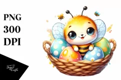 Colorful Baby Bee in Egg Basket | Sublimation | Clipart Product Image 3