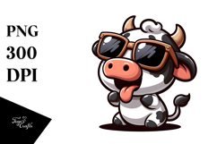 Cartoony Cow with Oversized Sunglasses PNG Product Image 1