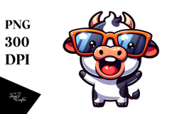 Excited Cow with Sunglasses PNG Product Image 1