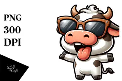 Excited Cow with Sunglasses PNG Product Image 1