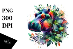 Vibrant Watercolor Hippo, 20 oz Tumbler Product Image 1