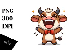 Baby Calf with Bow Tie PNG Product Image 1