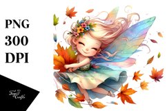 Colorful Fairy Tumbling with Autumn Leaves PNG Product Image 3