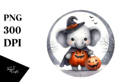 Cute Baby Elephant Halloween Retro PNG Product Image 1