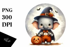 dressed for Halloween Baby Elephant PNG Product Image 3