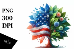 Vibrant Tree with USA Flag Colors PNG Product Image 1