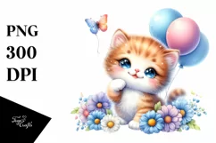 Colorful Watercolor Baby Kitten Product Image 3