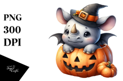 Cute Baby Rhino Halloween PNG Product Image 1