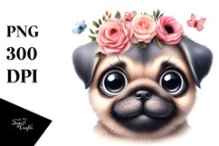 Big Eyes Funny Pug Watercolor Product Image 1