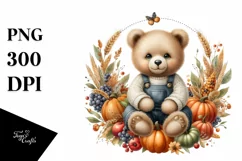 Funny Cute Baby Bear and Harvest | Clipart Product Image 1