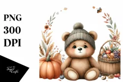 Funny Cute Baby Bear and Harvest | Clipart Product Image 1
