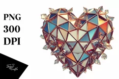 Retro Diamond Heart Sketch, PNG Product Image 1