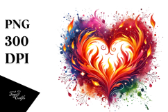 Colorful Heart Made of Fire PNG Product Image 1