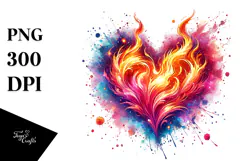 Colorful Heart Made of Fire PNG Product Image 1
