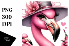 Smiling Vintage Flamingo Sticker Clipart Product Image 1