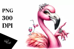 Smiling Vintage Flamingo Sticker Clipart Product Image 1