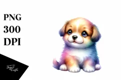 Colorful Smiling Baby Puppy Moon Clipart Product Image 3