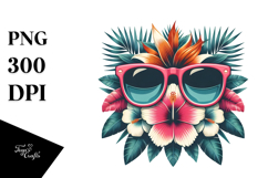 Retro Tropical Flower Sunglasses PNG Product Image 1
