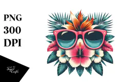 Retro Tropical Flower Sunglasses PNG Product Image 1