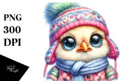 Funny Baby Chicken Winter PNG Product Image 1