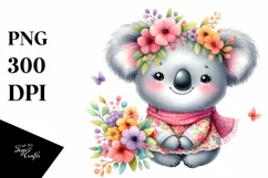 Colorful Baby Koala Whimsical Flowers Clipart Product Image 1
