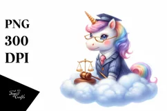 Cute Baby Unicorn Lawyer Cloud | Sublimation | Clipart Product Image 1