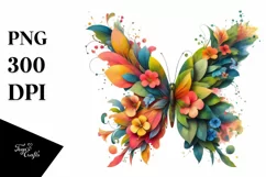 Vibrant Butterfly with Flowers PNG Product Image 3