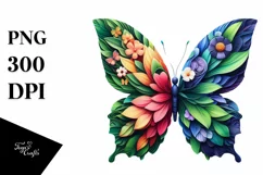 Vibrant Butterfly with Flowers PNG Product Image 1